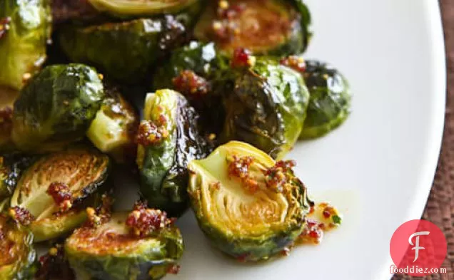 Roasted Brussels Sprouts With Cranberry Pistachio Pesto Recipe
