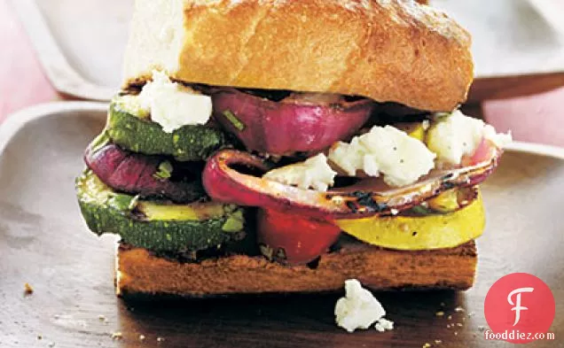 Overstuffed Grilled Vegetable-Feta Sandwiches