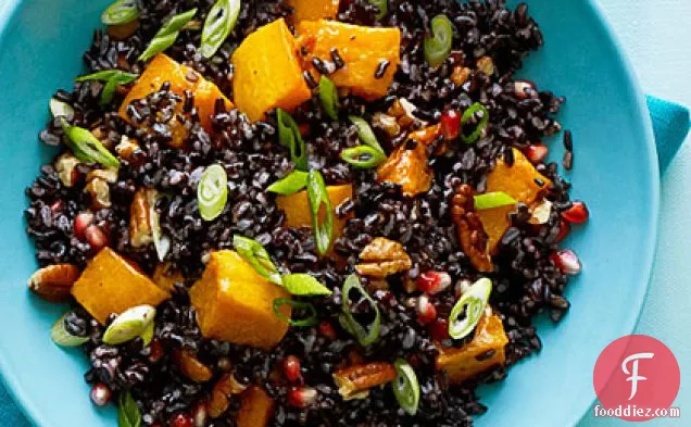 Black Rice Salad with Butternut Squash and Pomegranate Seeds