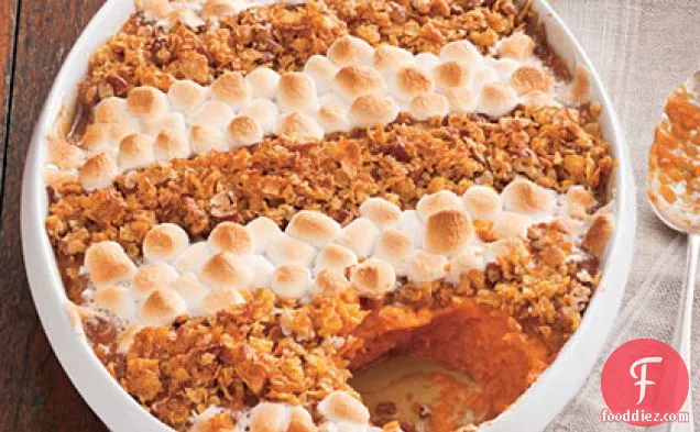 Cornflake, Pecan, and Marshmallow-Topped Sweet Potato Casserole