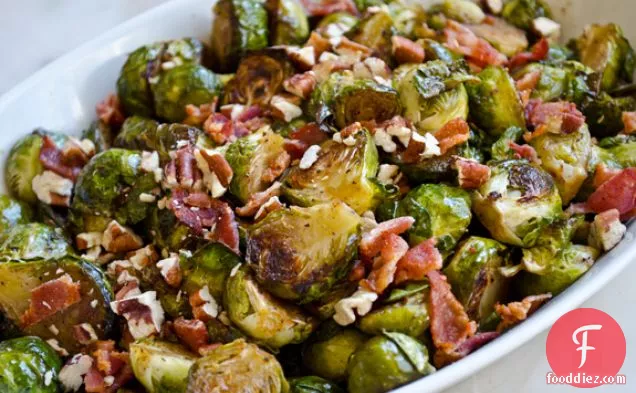 Roasted Brussels Sprouts With Bacon, Pecans And Maple Syrup