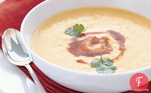 Chilled Corn Soup with Adobo Swirl