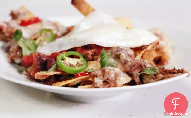 Black Bean and Beef Chilaquiles with Fried Eggs