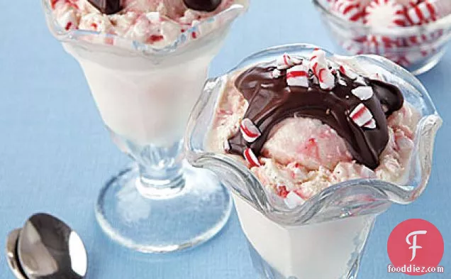 Peppermint Hot Fudge Sundaes