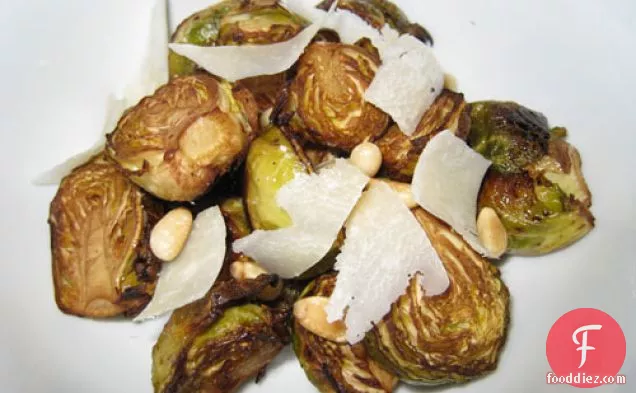 Roasted Brussels Sprouts With Balsamic Vinegar, Pine Nuts And P