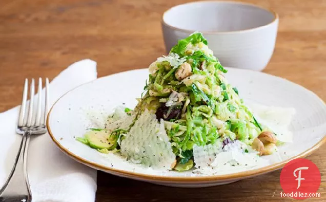 Brussels Sprout Salad With Sour Cherries, Hazelnuts And Mancheg
