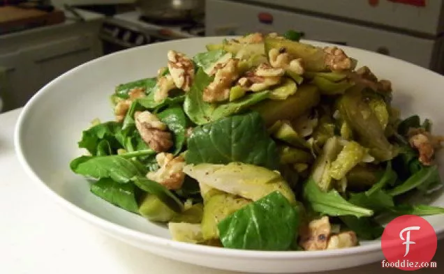 Brussels Sprouts With Walnuts & Arugula