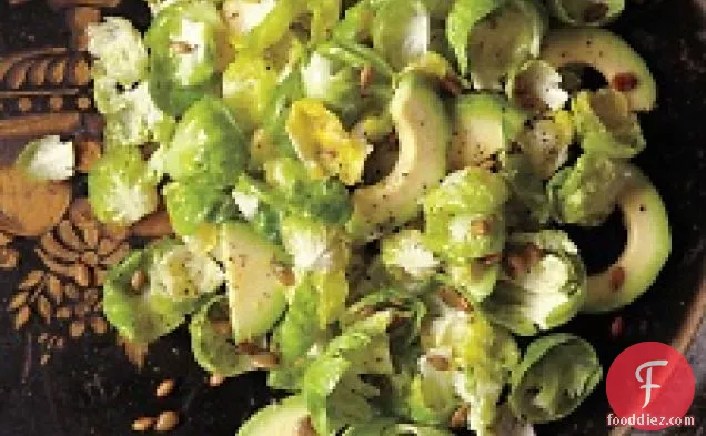 Brussels Sprout Salad With Avocado And Pumpkin Seeds