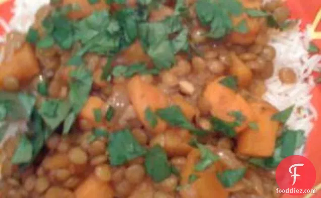 Sweet Potato and Lentil Curry With Rice