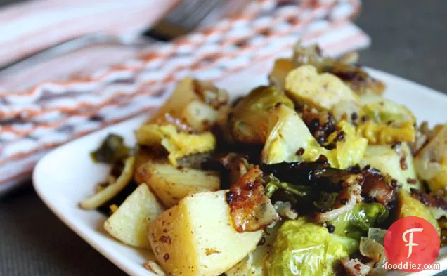 Roasted Potatoes With Brussels Sprouts & Bacon