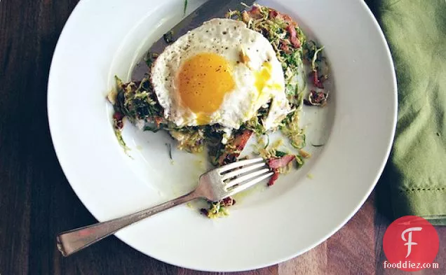 Eggs With Shaved Brussels Sprout Salad