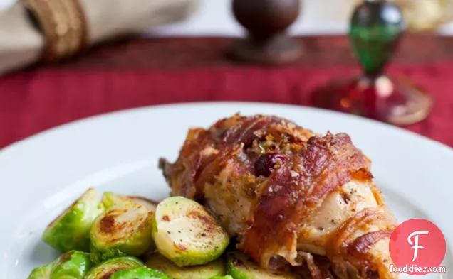 Cranberry Stuffed Chicken Wrapped In Pancetta With Pan Fried Br