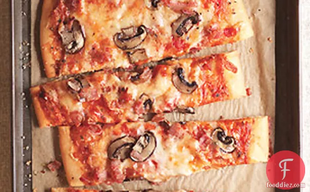 Three-Cheese Pizza with Pancetta and Mushrooms