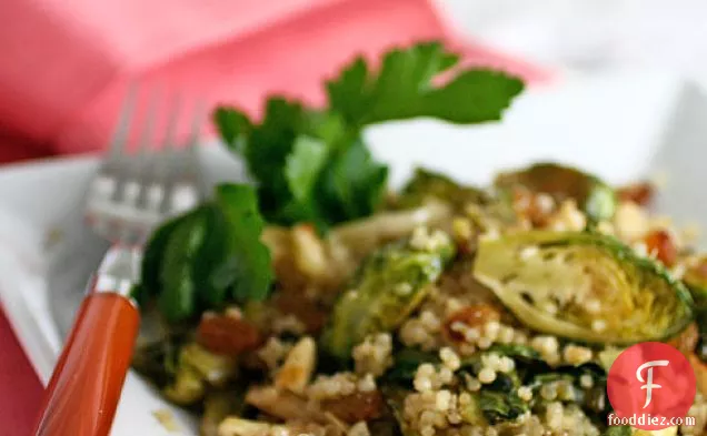 Quinoa Recipe With Roasted Brussels Sprouts, Leeks And Slivered