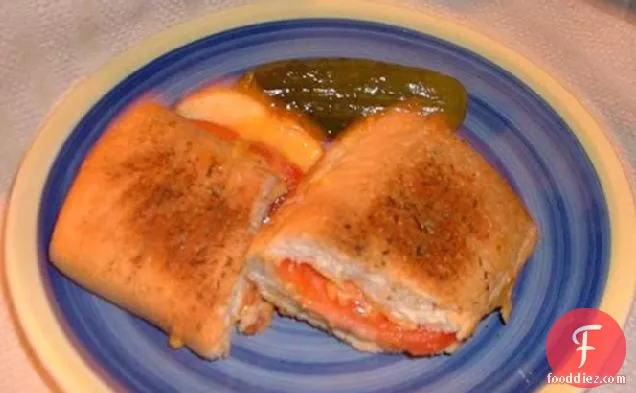 Crusty Garlic Grilled Cheese and Tomato Sandwich