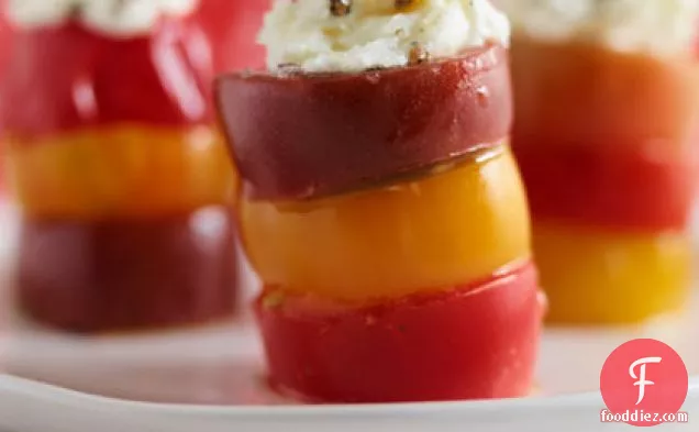 Cherry Tomato Towers with Goat Cheese Aioli