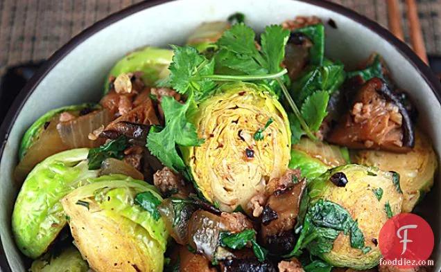 Stir-fried Brussels Sprouts And Pork In Black Bean Sauce