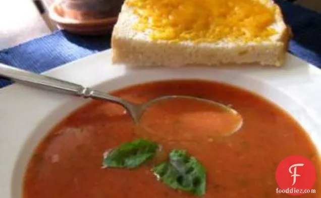 Homemade Tomato-Basil Soup with Cheese Toasts