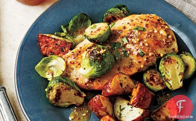 Chicken with Brussels Sprouts and Mustard Sauce