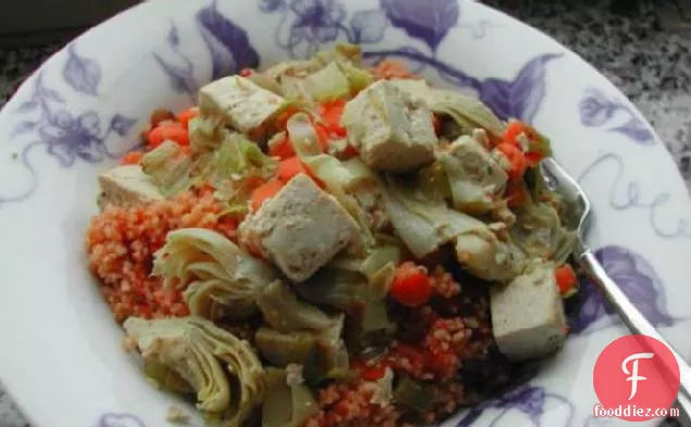 Savory Tofu and Vegetables over Tomato Couscous