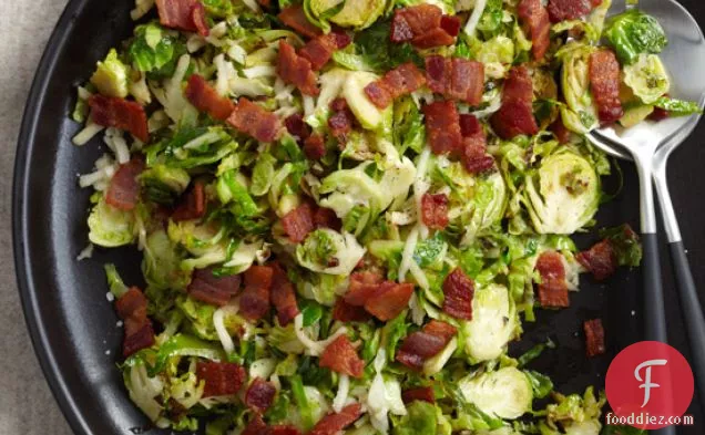 Warm Brussels Sprout Slaw with Bacon
