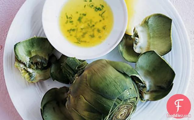 Steamed Artichokes with Tarragon Butter