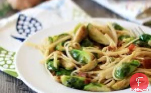 Linguine With Brussels Sprouts, Bacon, And Caramelized Shallots