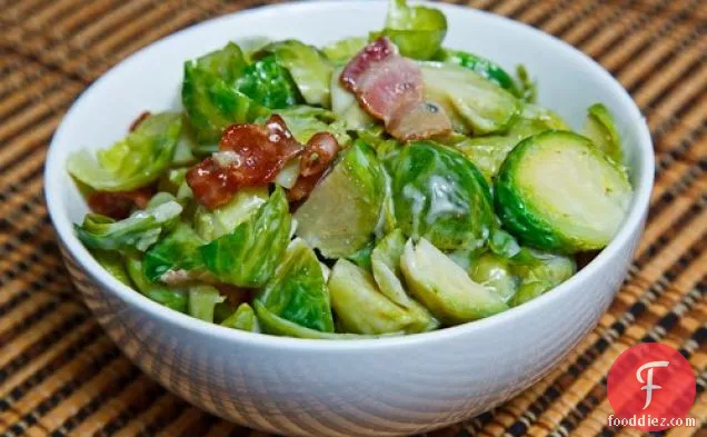 Brussels Sprouts and Bacon Covered in Melted Gorgonzola
