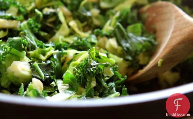 Shredded Brussels Sprouts, Kale And Turkey Bacon Salad