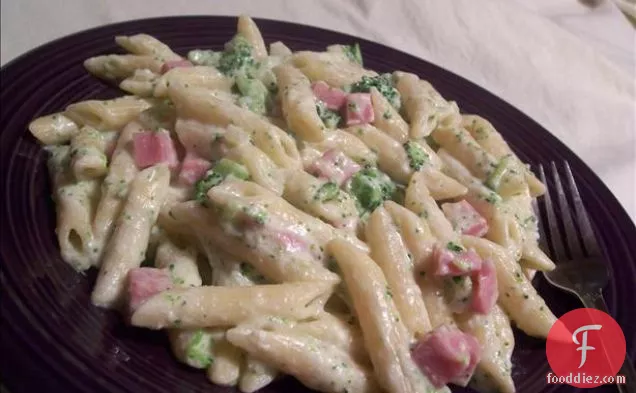 Ham and Penne Alfredo With Broccoli