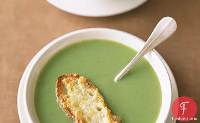 Broccoli Soup with Cheddar Toasts