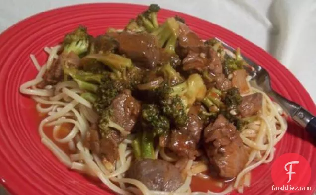 Spicy Linguine, Beef and Broccoli