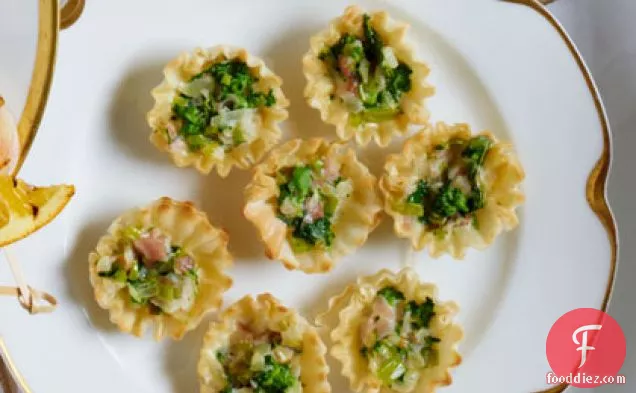 Leek and Broccoli Tartlets with Pancetta