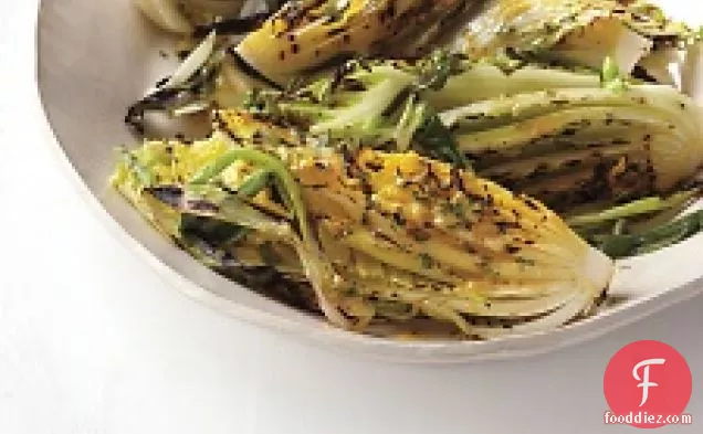Grilled Napa Cabbage With Chinese Mustard Glaze And Scallions
