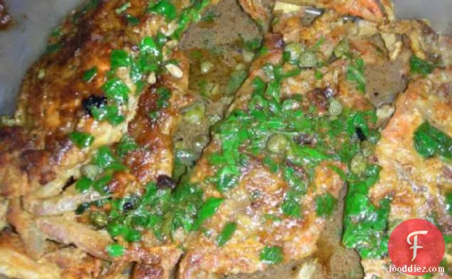 नींबू मक्खन सॉस के साथ शीला के सौतेले नरम-खोल केकड़े