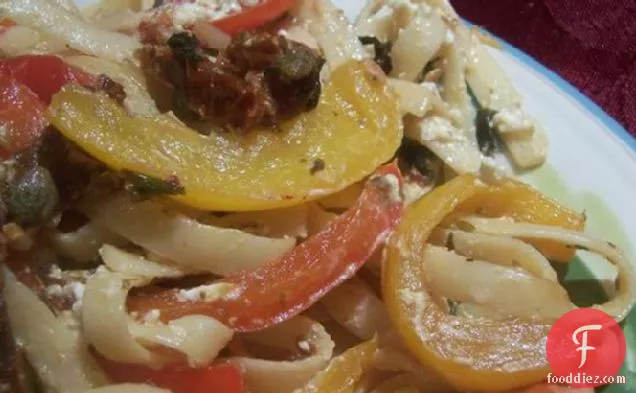 Fettuccine With Goat Cheese and Peppers