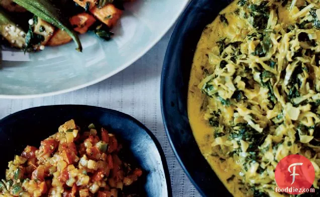 Gingery Creamed Kale and Cabbage