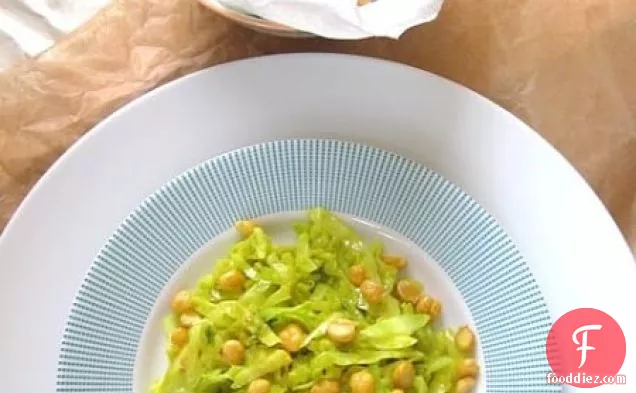 Indian Cabbage With Crispy, Crunchy Chickpeas Recipe