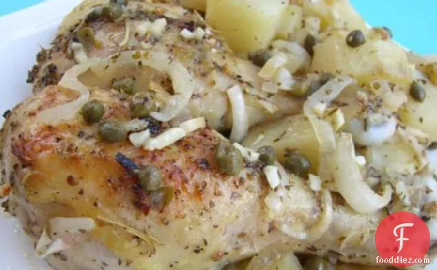 Greek-Style Roasted Chicken Legs, Potatoes and Capers