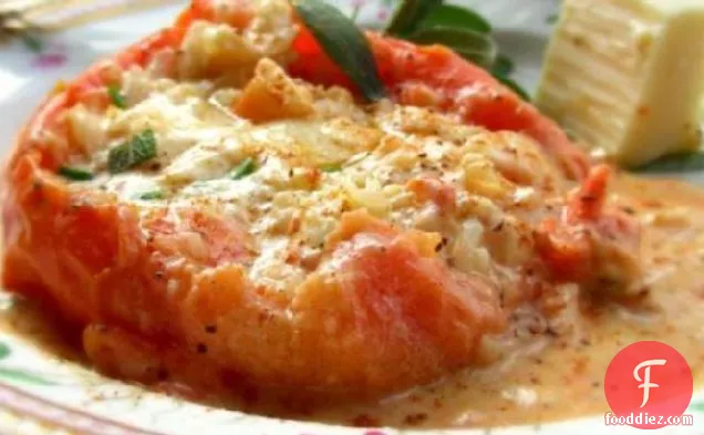 Tomatoes W/Crab & Camembert (5 Min Microwave & Done!)