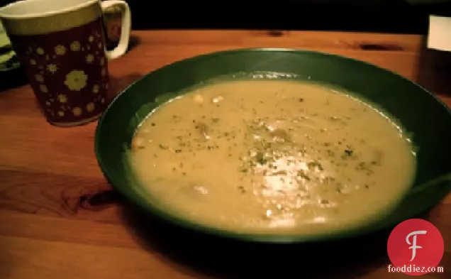 Swiss-Topped Cauliflower Soup