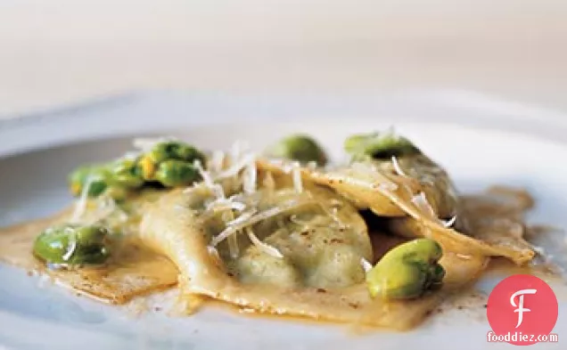 Ravioli Stuffed with Fava Beans, Ricotta, and Mint with Brown-Butter Sauce