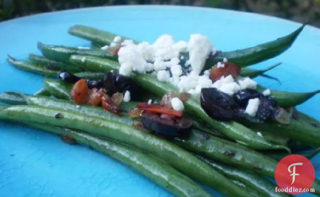 Greek Style Green Beans With Tomatoes and Feta Cheese