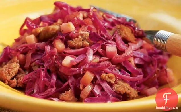 Braised Red Cabbage with Sausage and Apples