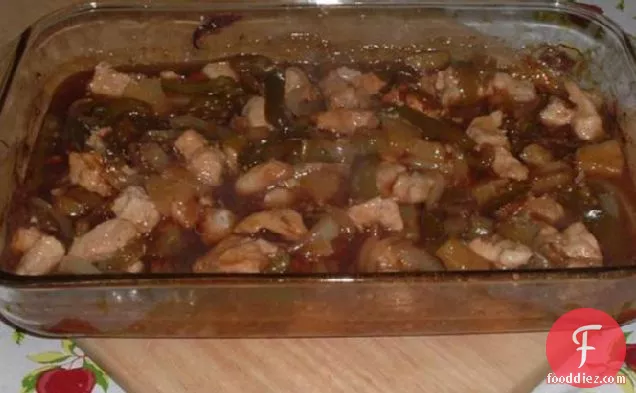 क्रॉक पॉट मीठा और खट्टा चिकन