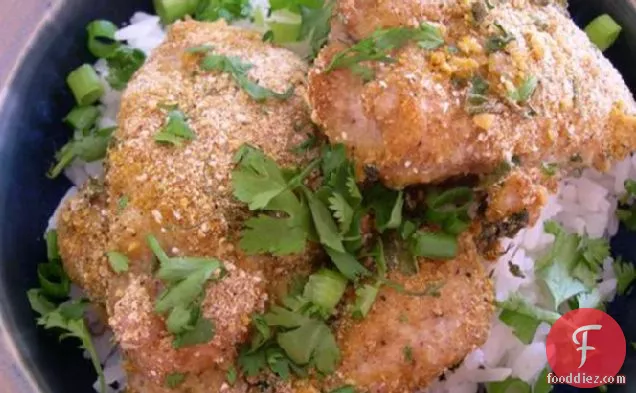 Spicy Thai Curry Chicken Encrusted With Peanuts