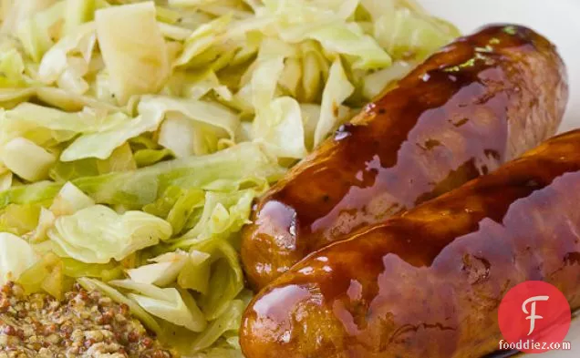 Glazed Chicken Sausage With Sautéed Cabbage