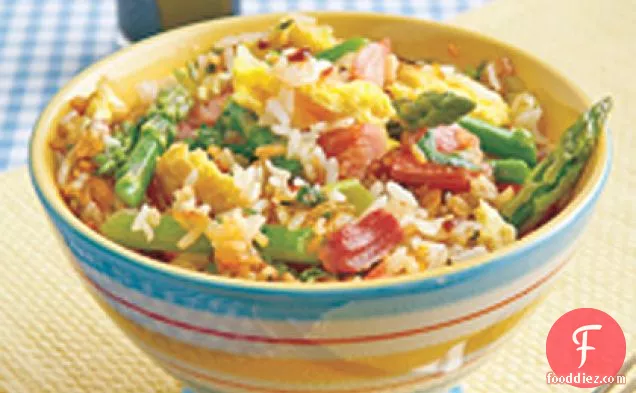 Fried Rice with Ham and Asparagus