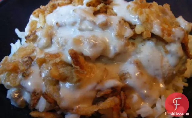 Smothered Chicken With Gravy and Rice