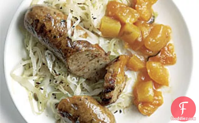 Sautéed Sausages And Cabbage With Apricot-mango Chutney